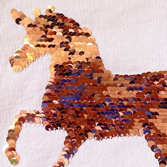 JOULES Girls Size 4 Unicorn Sweatshirt Flippy Sequins Pink Silvery Shiny Flip - Picture 5 of 12